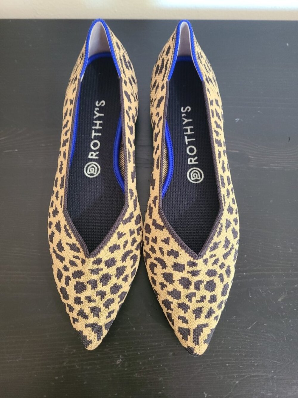 New Rothy's The Point Shoes Womens Size 9.5 Leopard Knit Flats Pointed Toe
